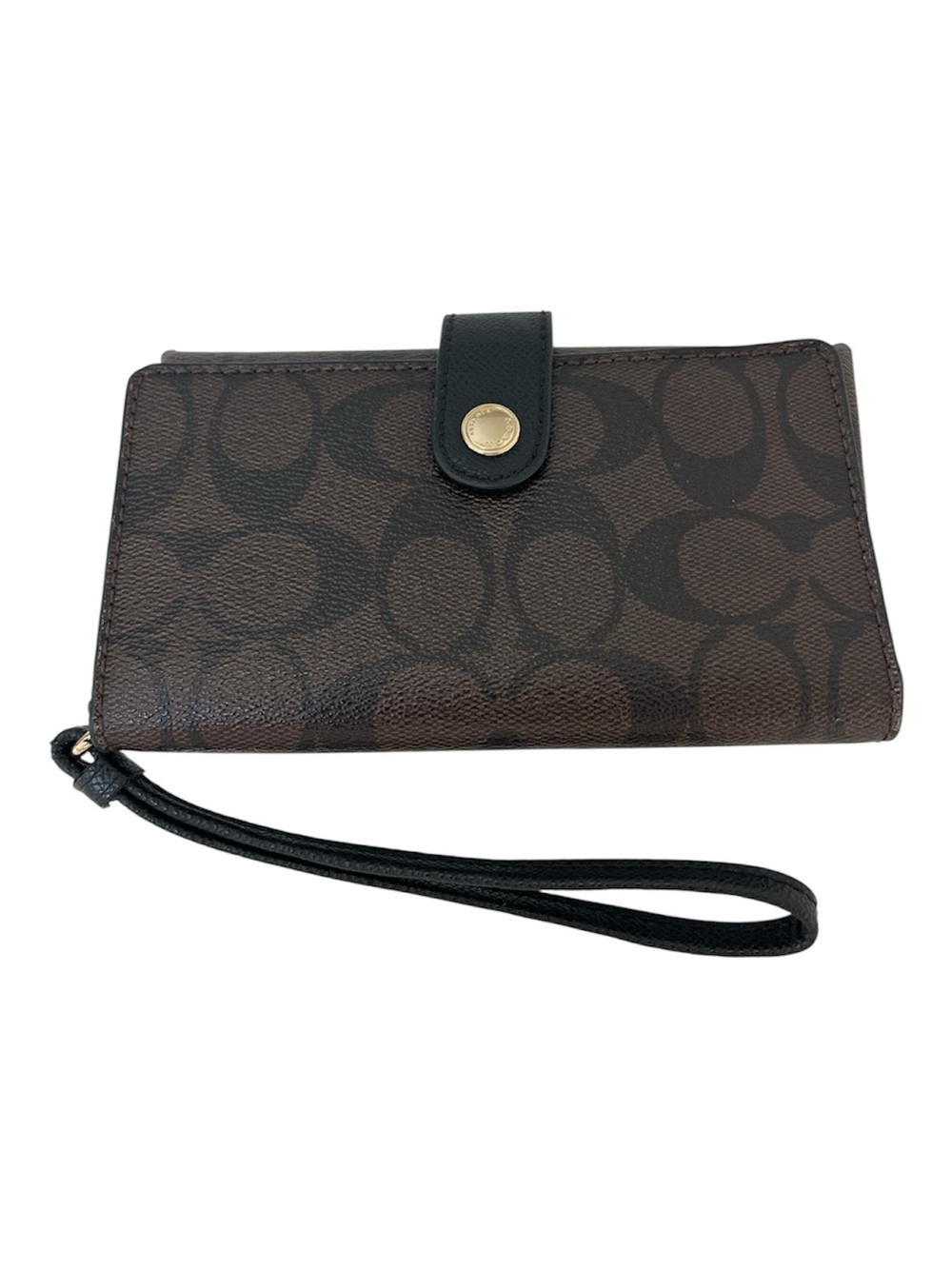 Coach Brown Signature Canvas Logo Wristlet Wallet FLAWED
